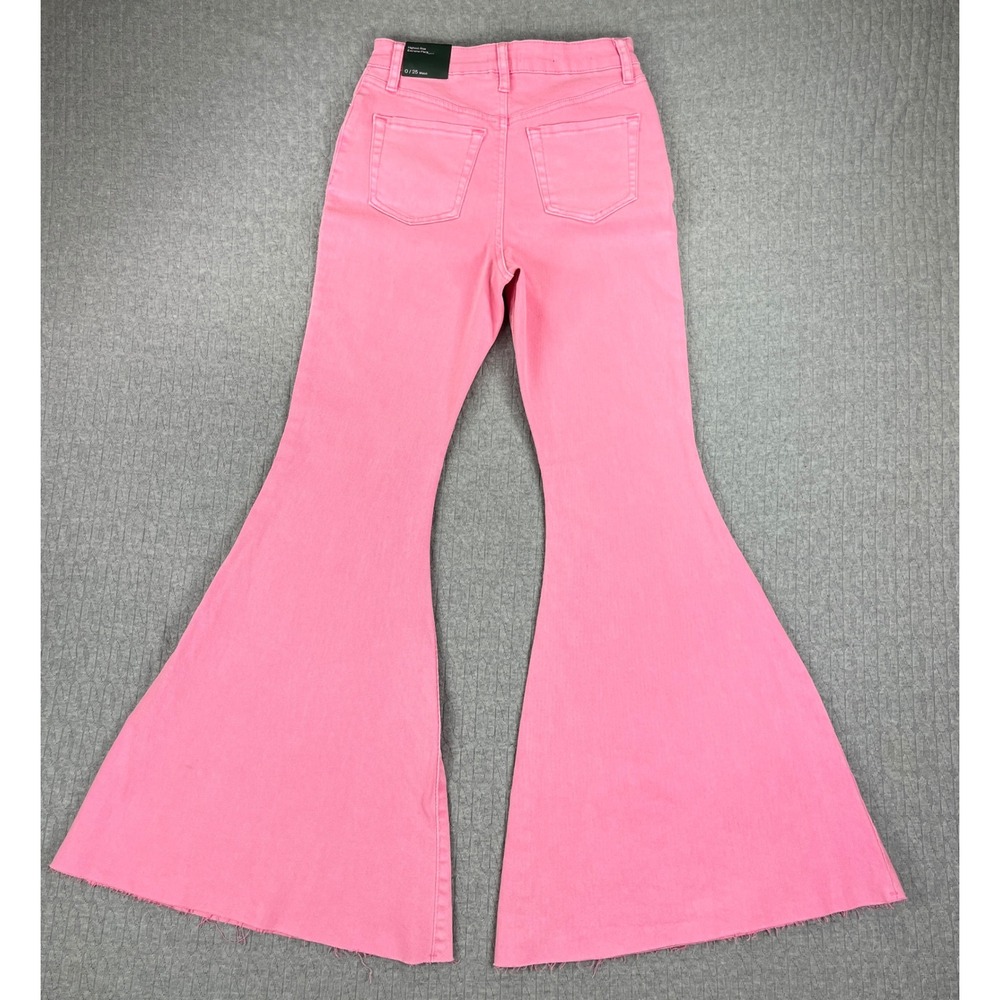 New Disco Extreme Flare Jeans Women 0 Pink Highest Rise Bell Bottoms Wild Fable